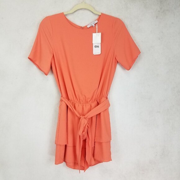NEW Naked Zebra Size S Short Sleeves Romper Jumpsuit in Orange NWT w FLAW - Picture 1 of 10